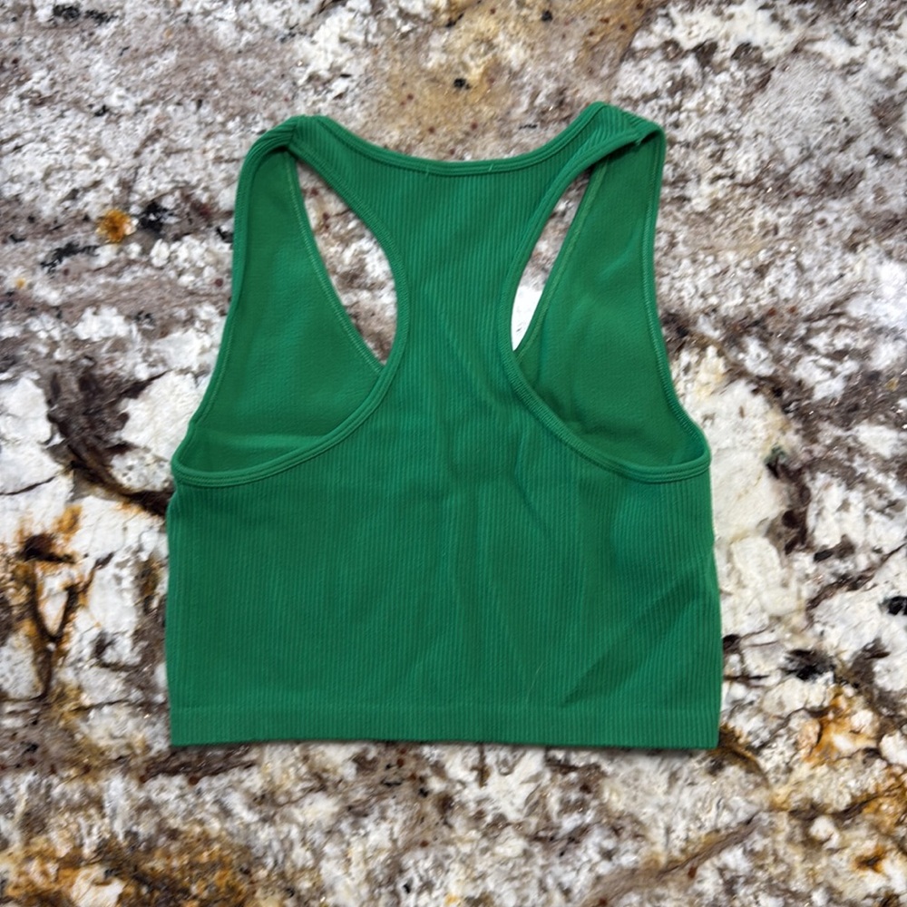 Green Ribbed Crop Top - Picture 2 of 2